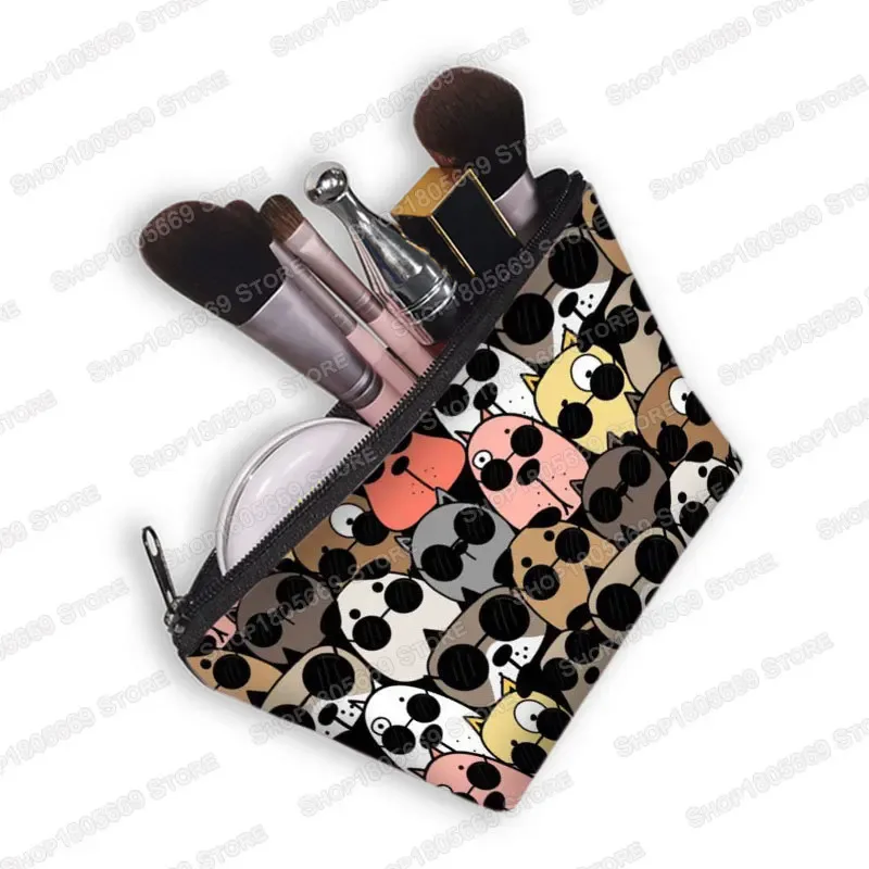 kawaii dessin animé chat chien trousse à cosmétiques mignon chaton chiot sacs de maquillage femmes sacs de toilette pochette rouge à lèvres pochette fille sac à cosmétiques