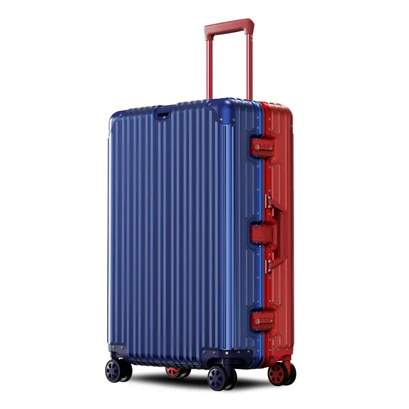 100% valise en aluminium meilleure vente valise de chariot en métal valises sur roues porte-bagages 20/26/30 pouces valises de voyage de cabine