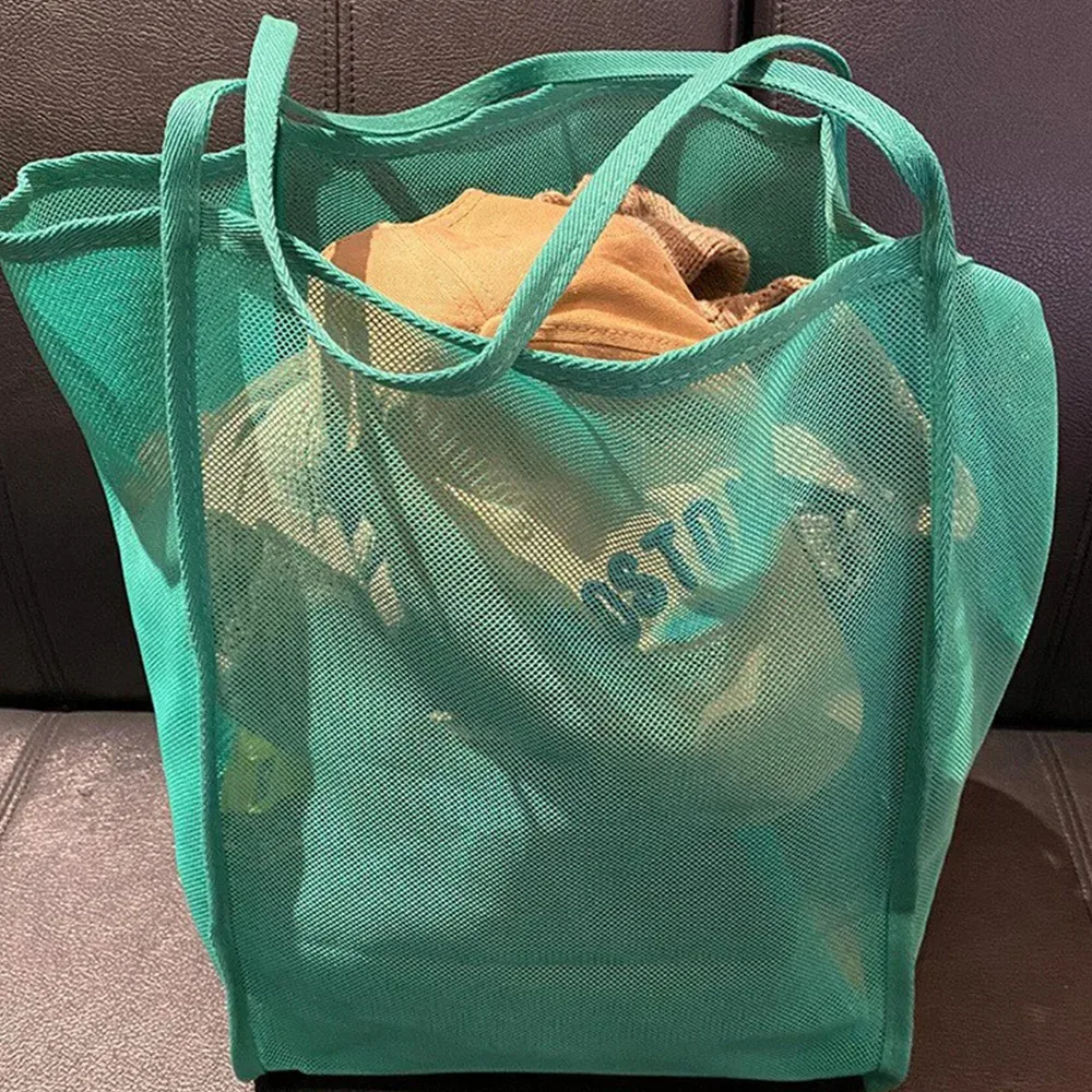 sac de plage en maille portable, léger, respirant, à séchage rapide, sac de voyage pour les sorties à la plage, les activités de plein air, le rangement des serviettes et des jouets