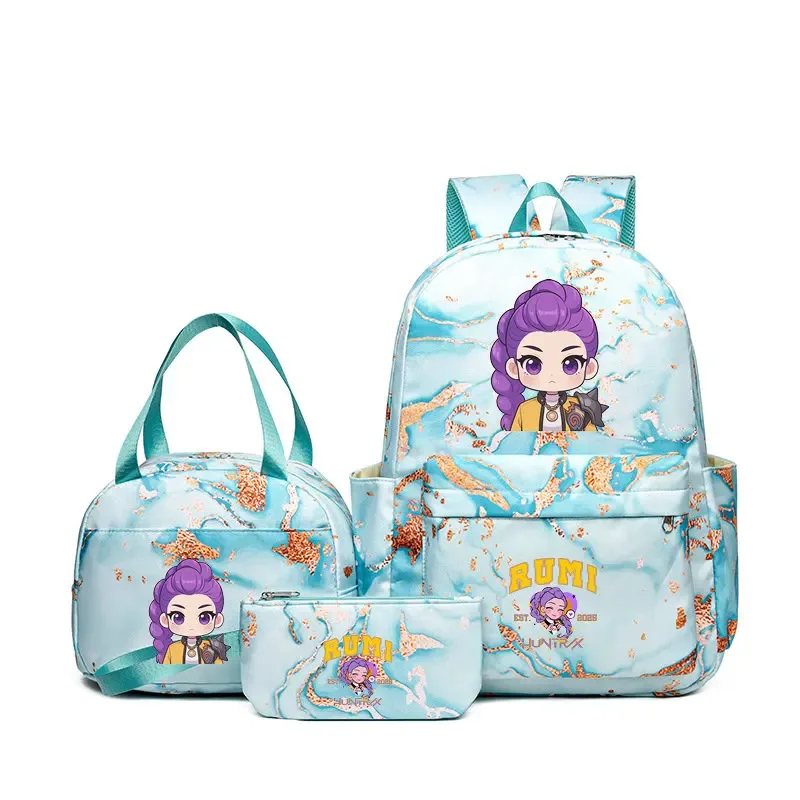 sacs à dos kpop demon hunters avec sacs à déjeuner, sacs d'école légers pour étudiants et adolescents, sac de voyage décontracté pour femmes, 3 pièces/ensembles