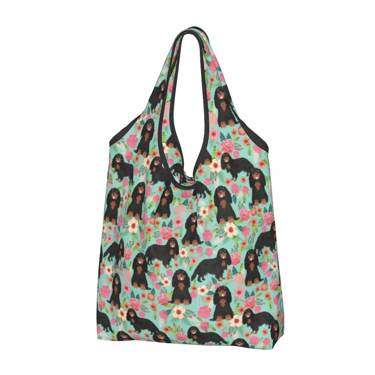 cavalier king charles épagneul groupe familial épicerie sac fourre-tout kawaii chien épaule shopper sacs grande capacité sacs à main