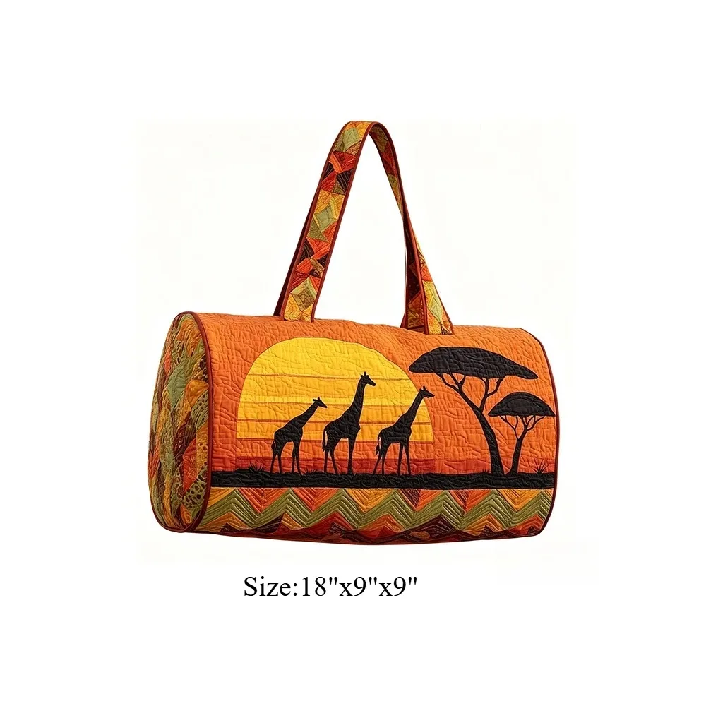 sac de voyage matelassé, sac de week-end, imprimé girafe 3d, bagage à motif animal africain, sac à main pour les vacances, la plage, le camping