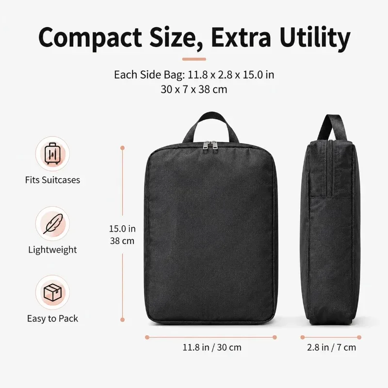 sac d'expansion double face pour bagages, pochette de rangement de voyage détachable pour valise, organisateur de sac pliable