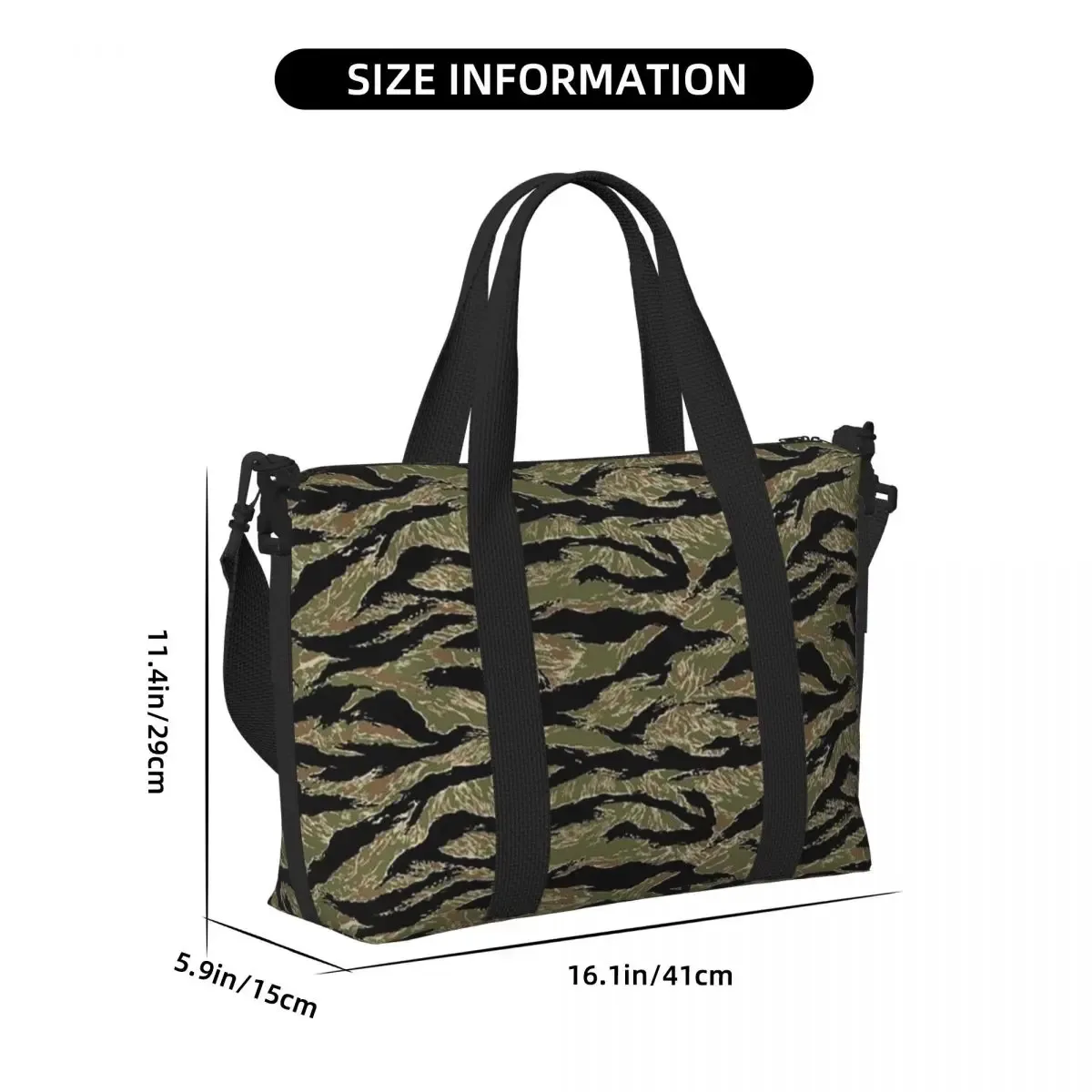sac de voyage de plage de camouflage militaire à rayures de tigre, fourre-tout de grande capacité pour salle de sport, yoga, sac à bandoulière de shopping pour femmes