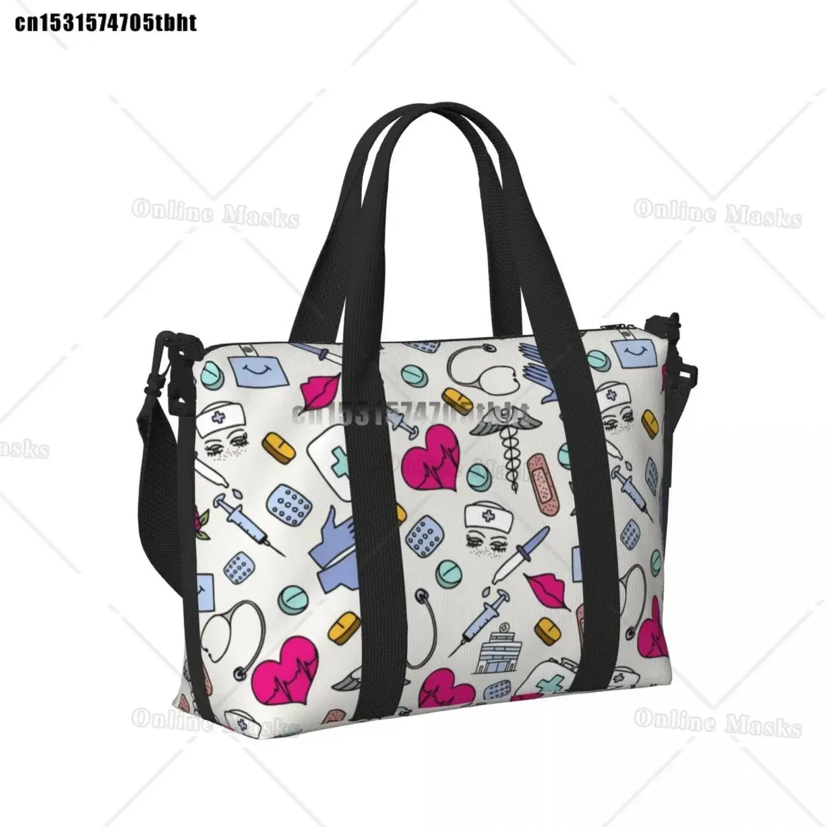 sac fourre-tout de plage pour infirmières, motif d'allaitement, pour femmes, soins de santé, grand compartiment, sacs de voyage de plage