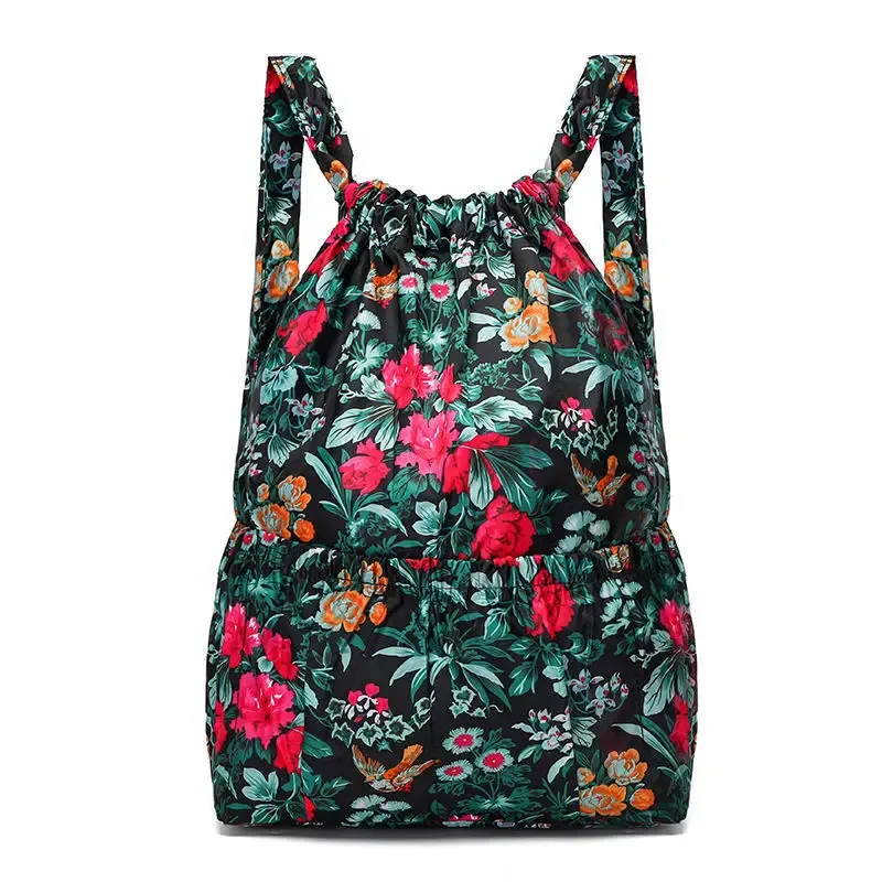 sac à dos à cordon de serrage pour femmes, sac à cordon en nylon, grande capacité, sac à bandoulière léger et polyvalent pour maman