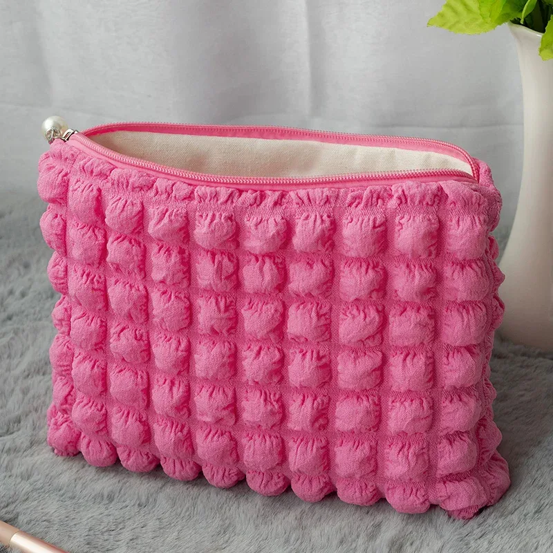 poudres de maquillage souples portables pour dames et filles, fermeture éclair, populaire, boho, réutilisable, capacité de gril à bulles, sac cosmétique, évaluation de voyage