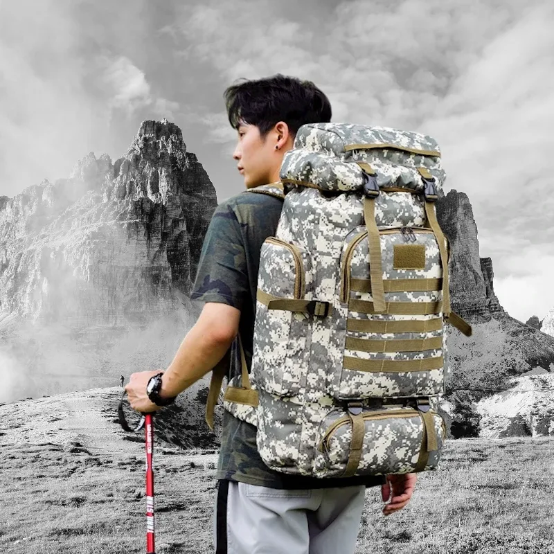 Sac à dos Oxford de grande capacité, 80L, 900D, étanche, militaire, pour activités en plein air, camping, randonnée, trekking, pêche, chasse