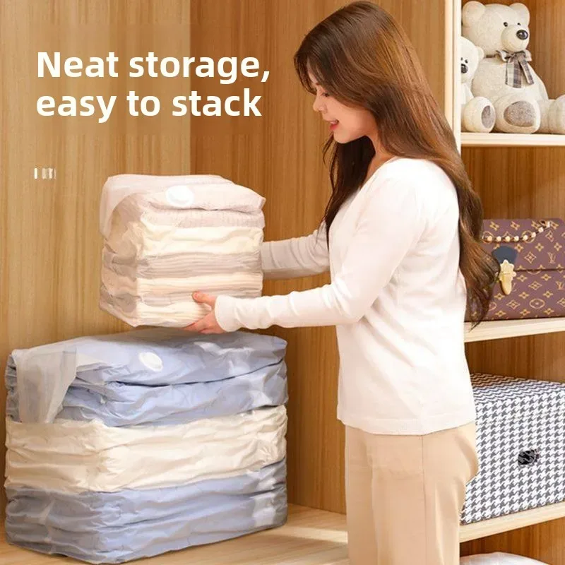 sac de compression sous vide épaissi sans pompe, grande capacité 3d stéréo pour vêtements et doudounes, sac de rangement et d'organisation
