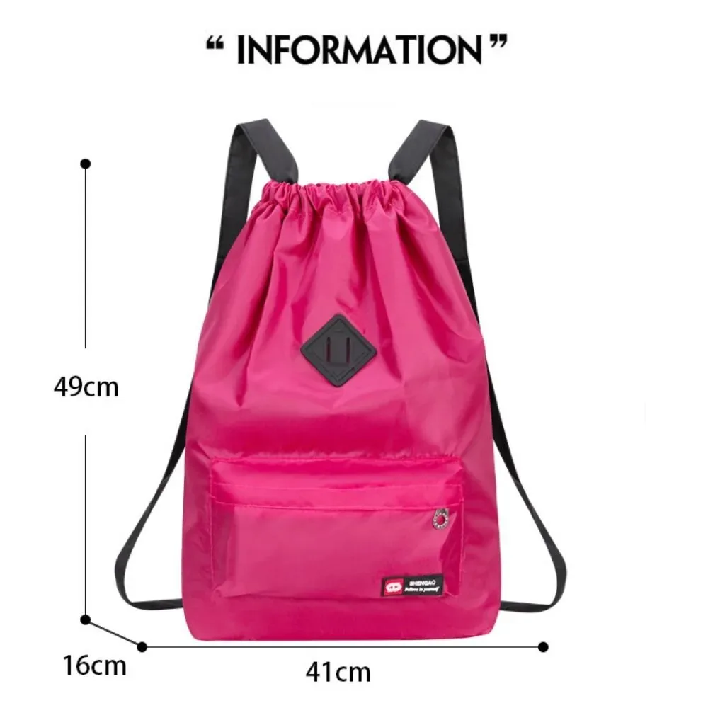 sac à dos tendance en nylon avec cordon de serrage, 5 couleurs, sac à dos polyvalent, grande capacité, sac d'ordinateur lavable pour femmes et hommes