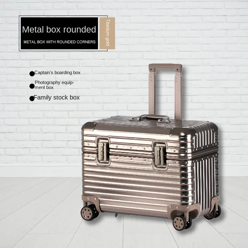 étui capitaine tout en alliage d'aluminium et de magnésium, valise de cabine pour appareil photo d'affaires, bagages en métal de 18 pouces, valises de voyage 20/22 pouces