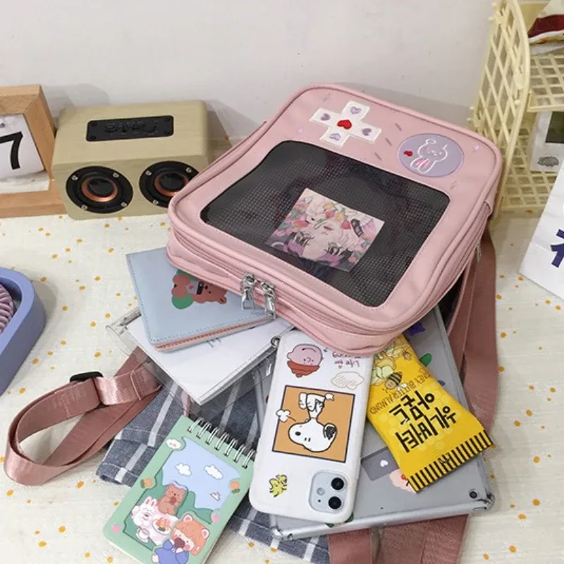 y2k mignon clair itabag femmes lolita sac à dos kawaii fille sac à bandoulière bricolage affichage poche transparente poupée japonaise fourre-tout sac à main