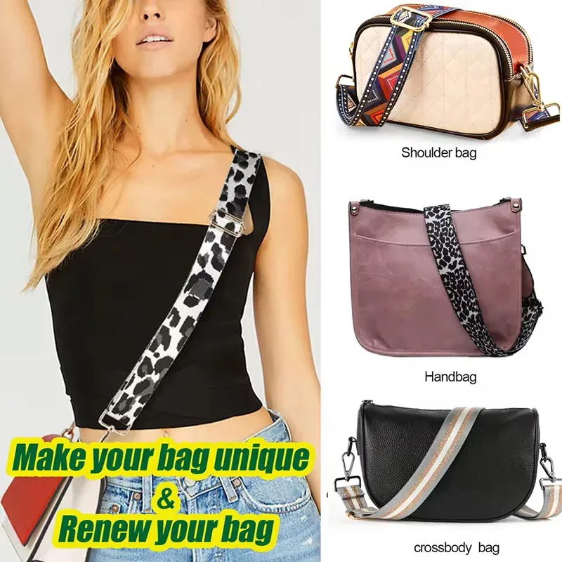 sangle de sac en nylon/coton pour femmes, sangles colorées pour bandoulière, accessoires de sac à bandoulière, ceintures réglables, sangles de sac à main