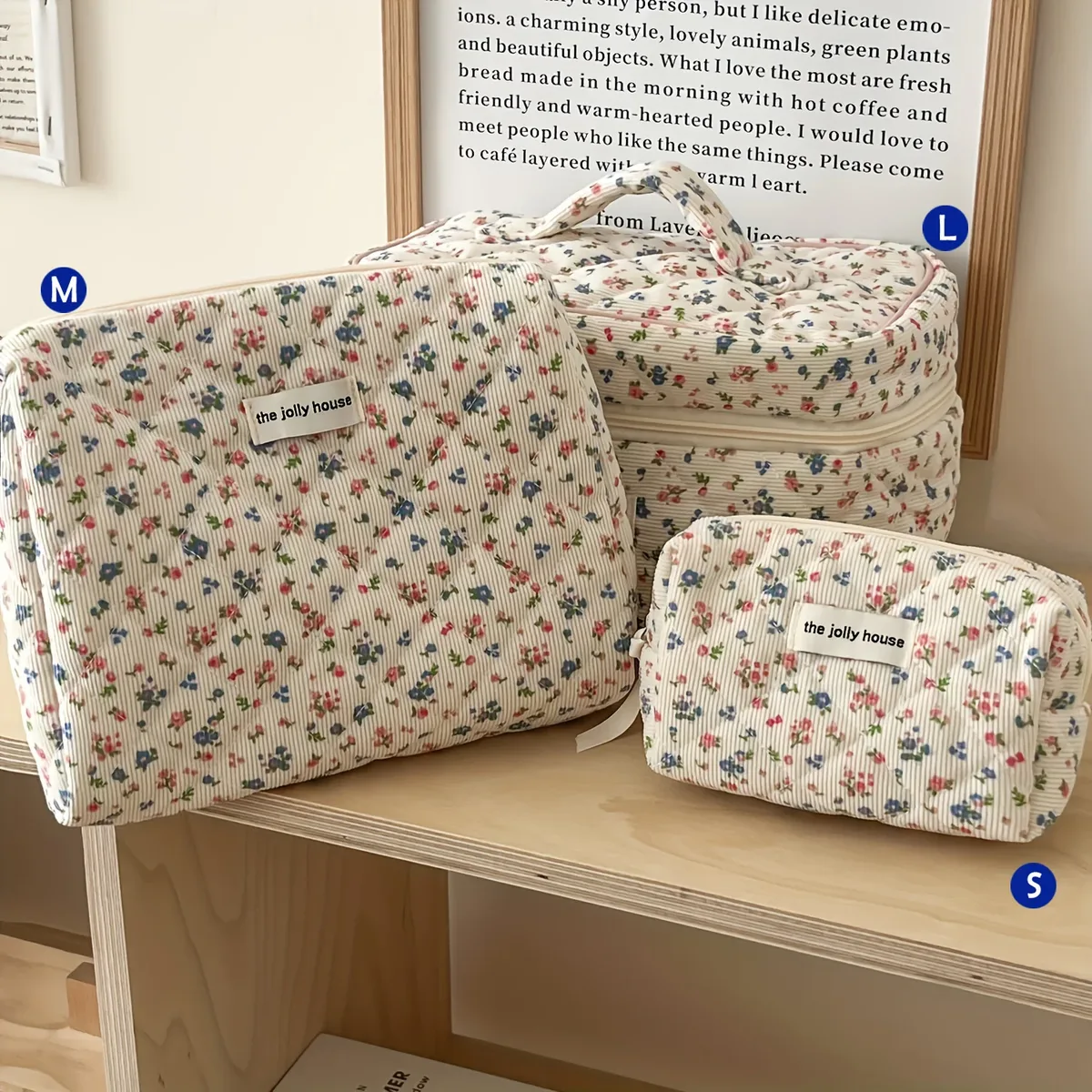 sac de maquillage en coton matelassé pour femmes, 1 pièce, mignon, fermeture éclair, organisateur de cosmétiques, sac à main en tissu en forme de boîte, trousse de toilette portable pour filles