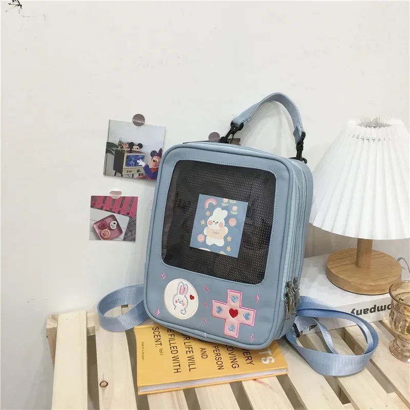 y2k mignon clair itabag femmes lolita sac à dos kawaii fille sac à bandoulière bricolage affichage poche transparente poupée japonaise fourre-tout sac à main