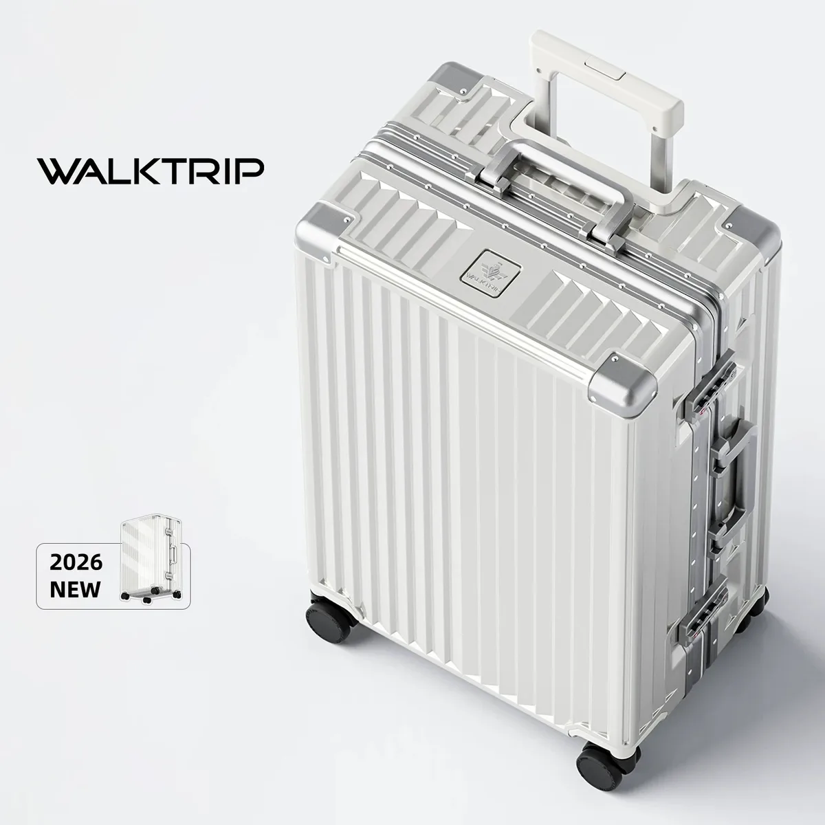 nouvelle valise de luxe 2026 en pc rigide avec cadre en aluminium, serrure tsa, bagage à roulettes pour femme, tailles 20/24/26/28 pouces