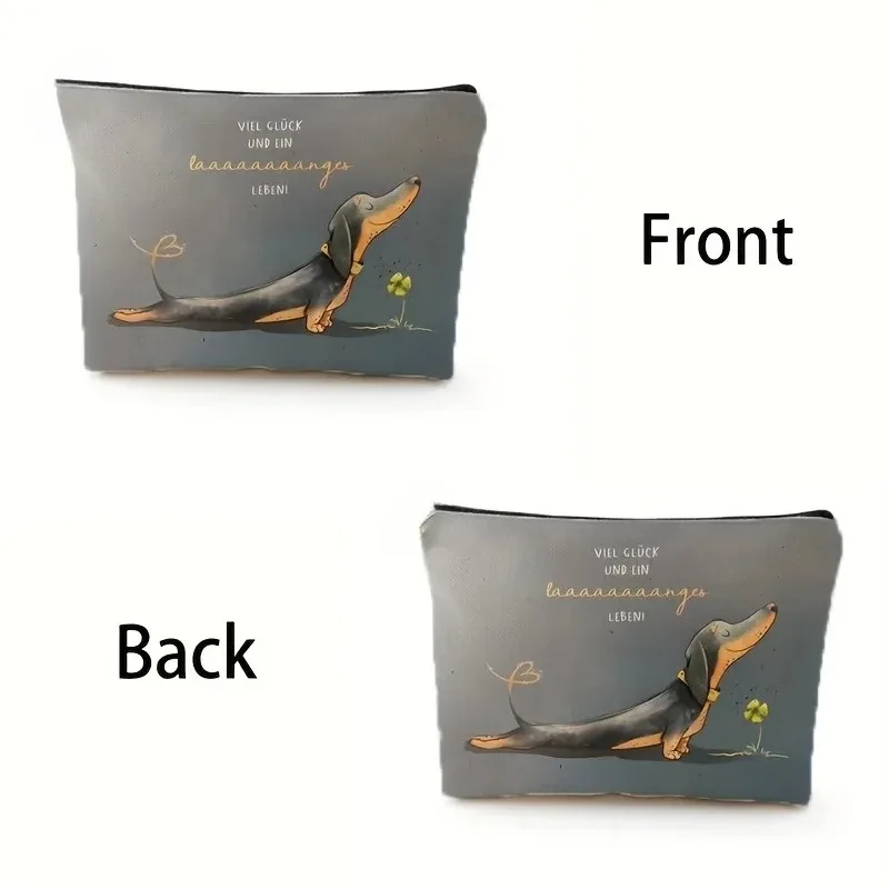 un joli sac de maquillage teckel-sac de maquillage portable multifonctionnel de grande capacité, petit sac de rangement à fermeture éclair de voyage parfait