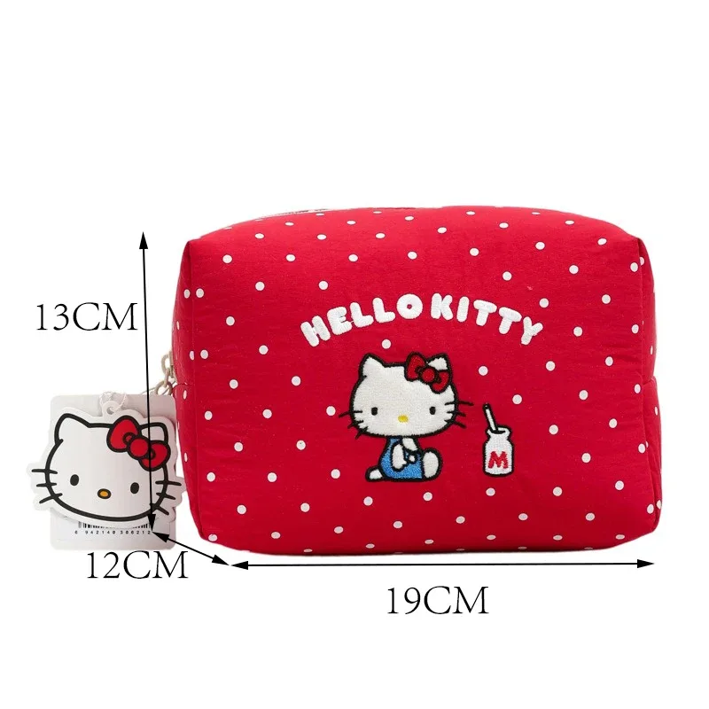 véritable trousse de maquillage minimaliste hellokitty, fraîche et douce, mignonne, en forme de chat, sac de rangement portable.