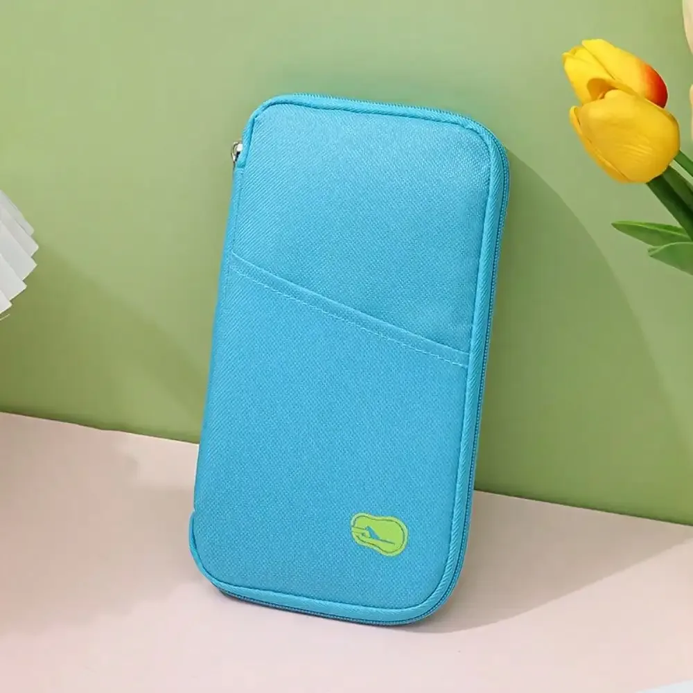 porte-passeport de voyage avec fermeture éclair - avec compartiments pour argent liquide, documents d'identité, cartes de crédit et emplacement pour téléphone