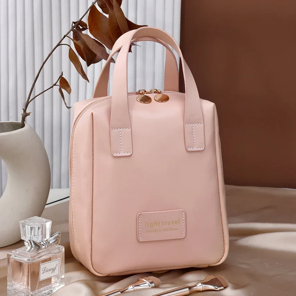 trousse de maquillage portable en cuir pu pour femme, sac de rangement cosmétique étanche, sac de lavage de voyage, grande capacité, coque tendance, 2 pièces
