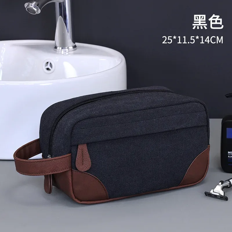 toile de cuir de grande capacité pour hommes et femmes, lavage, rasage, rangement de toilette, maquillage étanche, organisateur de voyage, sac à cosmétiques rétro 2025