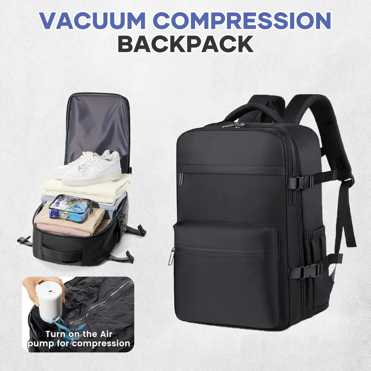 sac à dos de voyage extensible sous vide grande capacité pour ordinateur portable, idéal pour hommes, femmes et professionnels