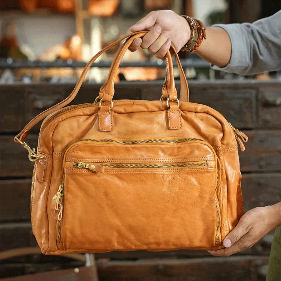 sac à bandoulière en cuir véritable pour hommes, étuis à bombes de luxe, sacs à main pour ordinateur portable 14-15.6 pouces, initié, sacs de fichiers informatiques portables, 2024