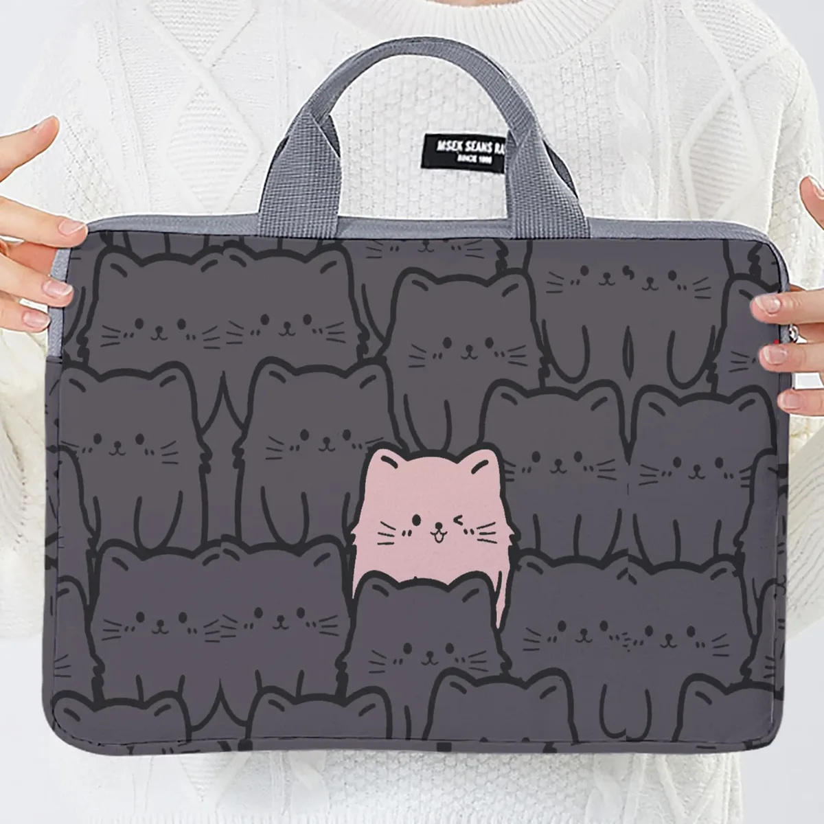 ensemble 1 pièce, sac pour ordinateur portable à motif de chat, mallette, adapté aux ordinateurs portables de 14 pouces, sac pour ordinateur portable fixe