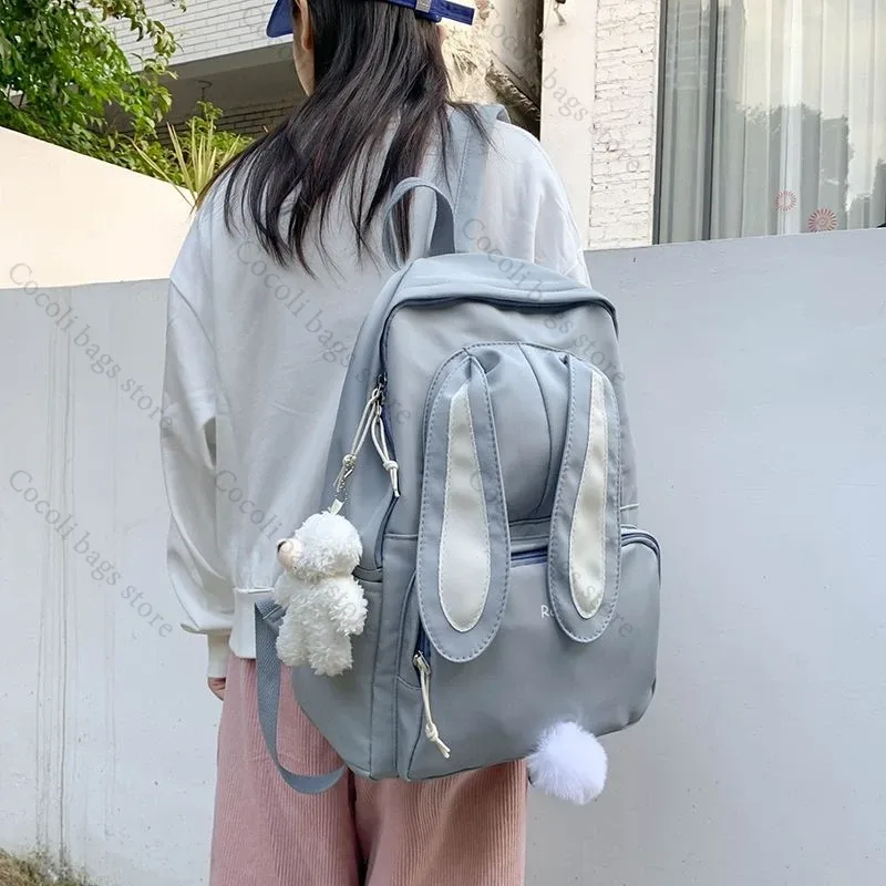 sac à dos oreilles de lapin kawaii pour filles, sac à dos d'école mignon pour filles, sac à dos à usage quotidien en nylon pour la rentrée scolaire