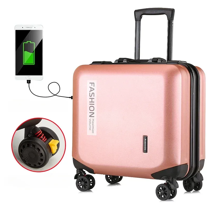 valise à bagages à roulettes de 18 pouces, cabine légère, chariot avec mot de passe, petite valise à roulettes