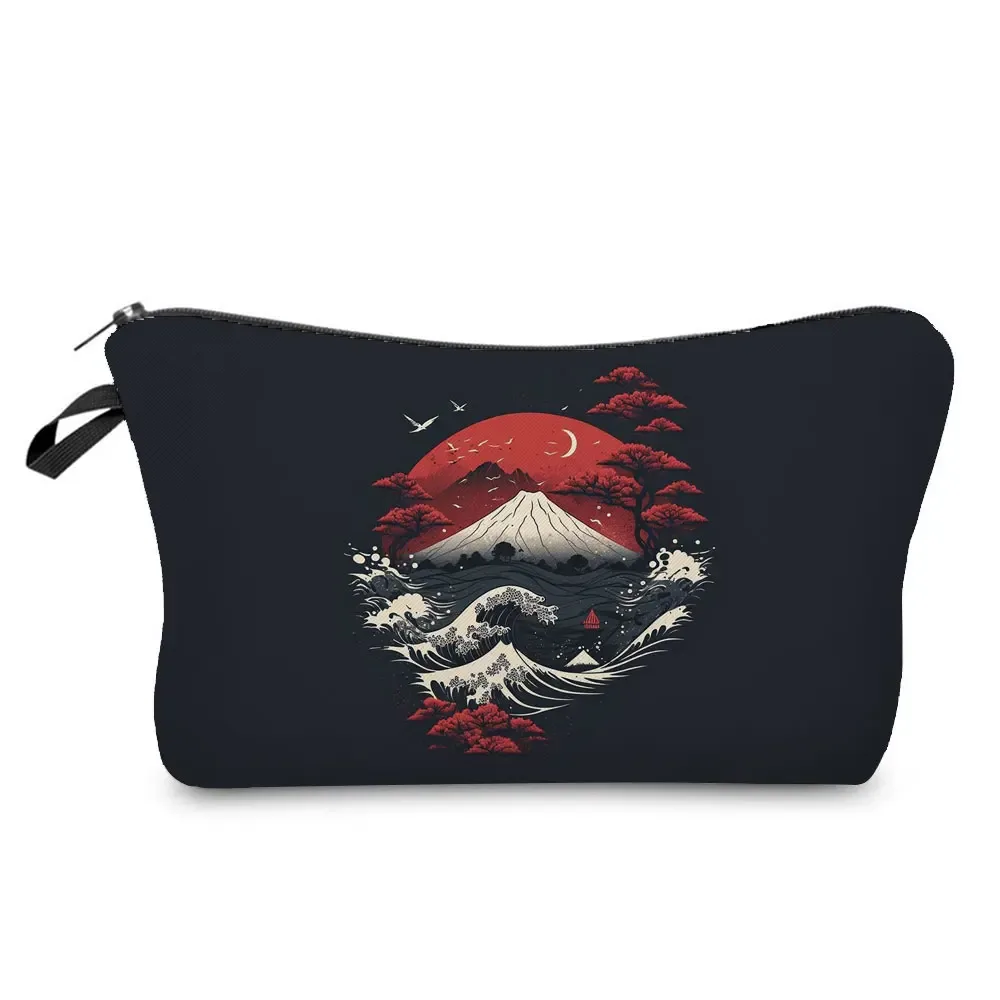 ukiyoe – mini trousse de maquillage pour femmes, design japonais, grue de styliste, trousse de toilette de voyage de plage, trousse à cosmétiques écologique réutilisable