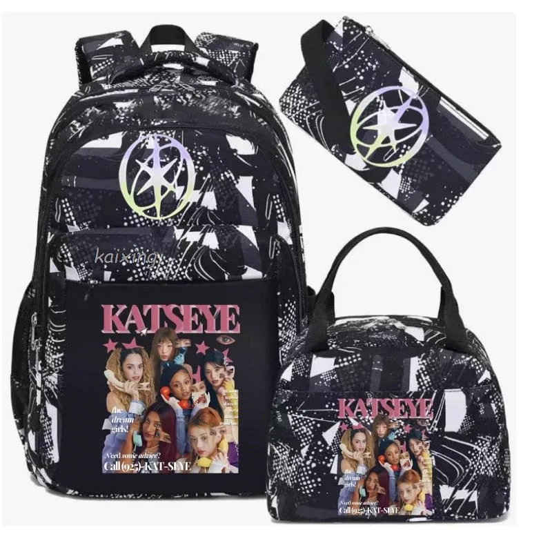 hot katseye drôle impression sacs à dos avec sacs à déjeuner multi-poches camouflage adolescents voyage sac à dos pour ordinateur portable femmes sac d'école mochila