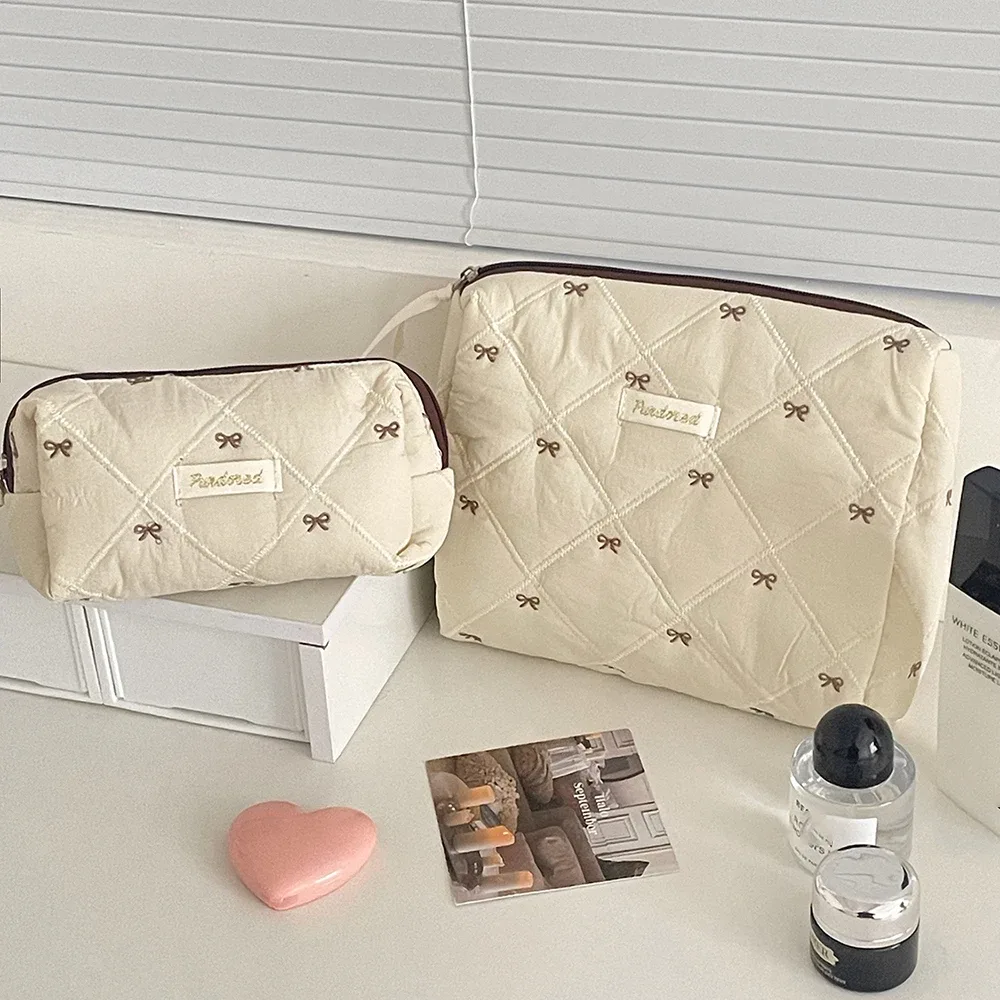 mode marron arc gâteau femmes maquillage sac à fermeture éclair grande capacité fourre-tout organisateur toilette cosmétique pochette dames maquillage sac à main