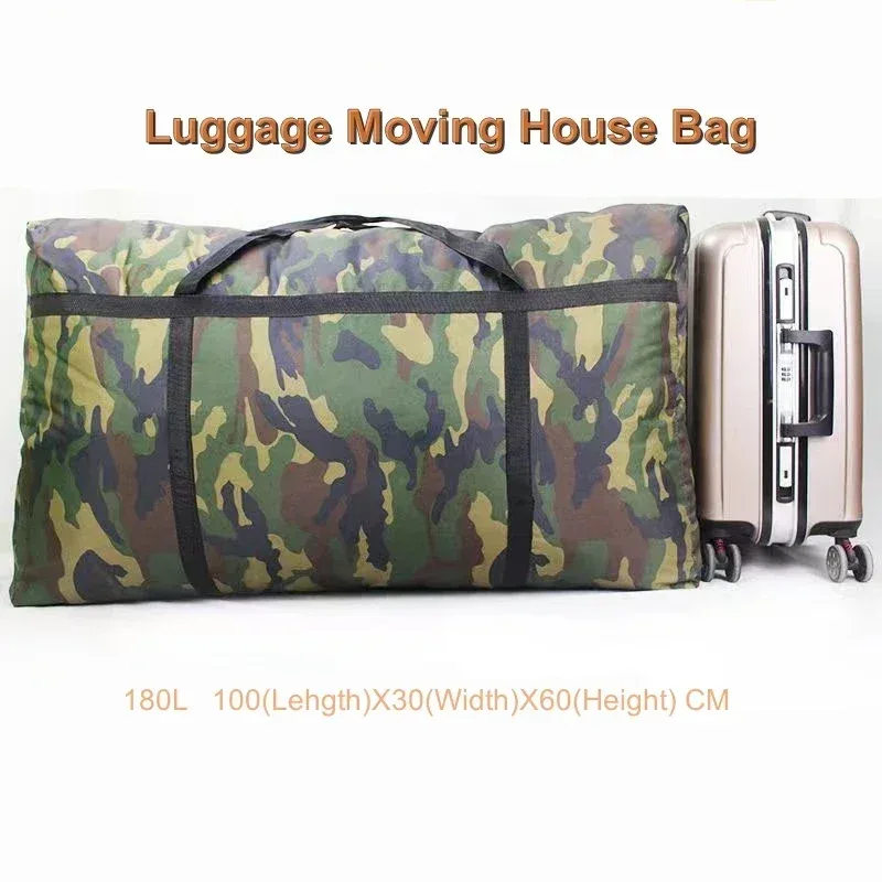 180l camouflage bagages maison mobile grand sac épais imperméable oxford tissu mobile artefact grand tissé stockage hommes sacs de voyage