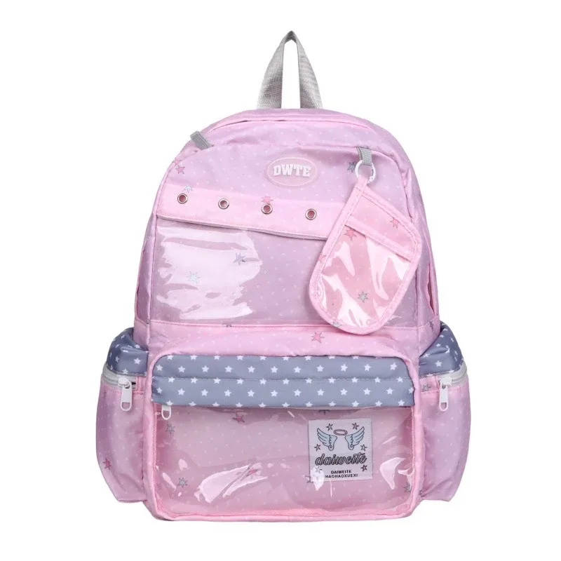 sac à dos tendance avec fenêtre transparente, grande capacité, sac d'école à pois pour adolescentes et étudiantes, sac à livres léger