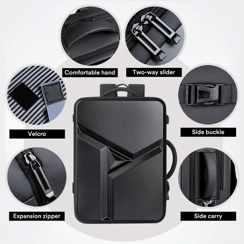 sac à dos rigide pour ordinateur portable 17 pouces pour homme, grande capacité 50l, extensible, étanche, sac à dos de voyage avec chargement usb, mochilas de hombre