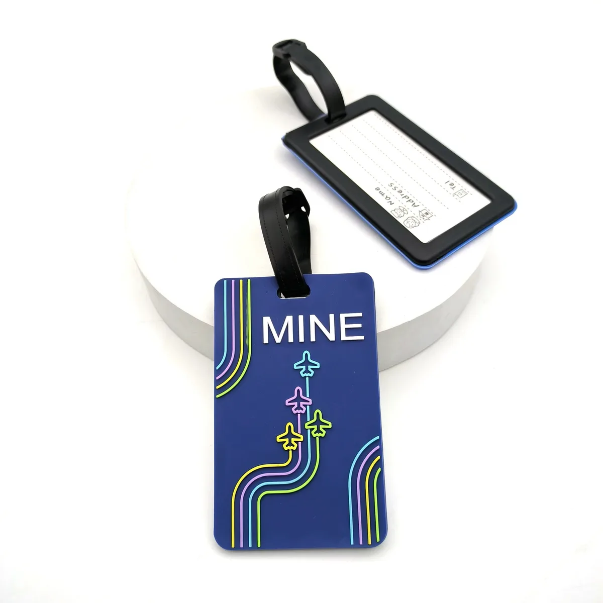 étiquette de bagage d'avion créative, accessoires de voyage mignons, étiquette de bagage, porte-adresse d'identité de valise en gel de pton, étiquette d'embarquement, 1pc