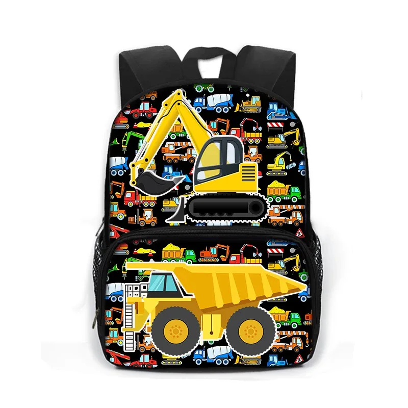 sac à dos imprimé dessin animé de police, voiture, bus, pelle, camion, sac de jour pour enfants, sac de livre pour écoliers de maternelle