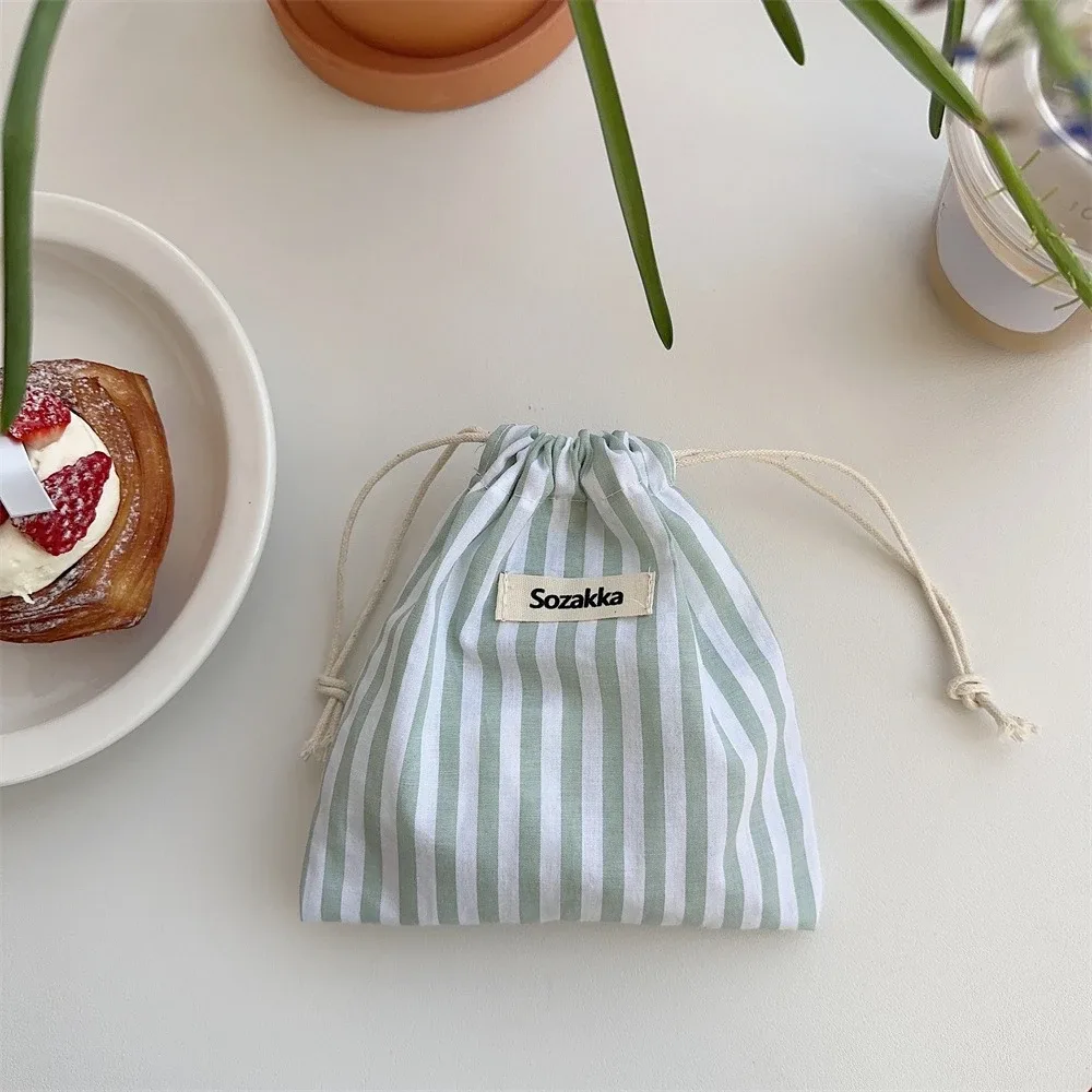 sacs à cordon rayés roses pour femmes, sac à main, porte-monnaie, pochette à monnaie, sac de rangement pour clés et rouge à lèvres, sac anti-poussière pour bijoux, pochette à maquillage