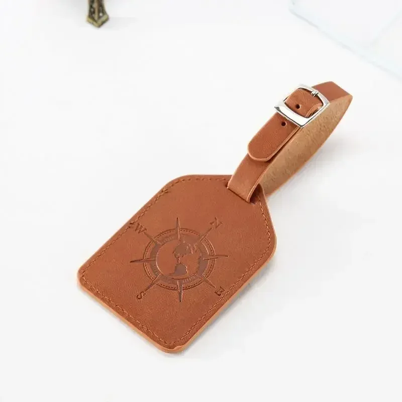 étiquette de bagage en cuir pu, porte-adresse pour valise, accessoires de voyage, étiquette nominative portable