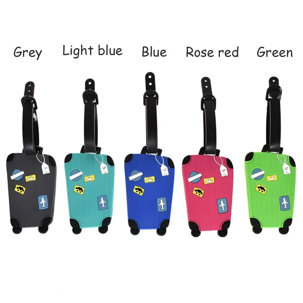 étiquettes d'identification kawaii pour voyages d'affaires, étiquettes de bagage en silicone pour sacs à dos et sacs à main, étiquettes nominatives pour valises avec sangle