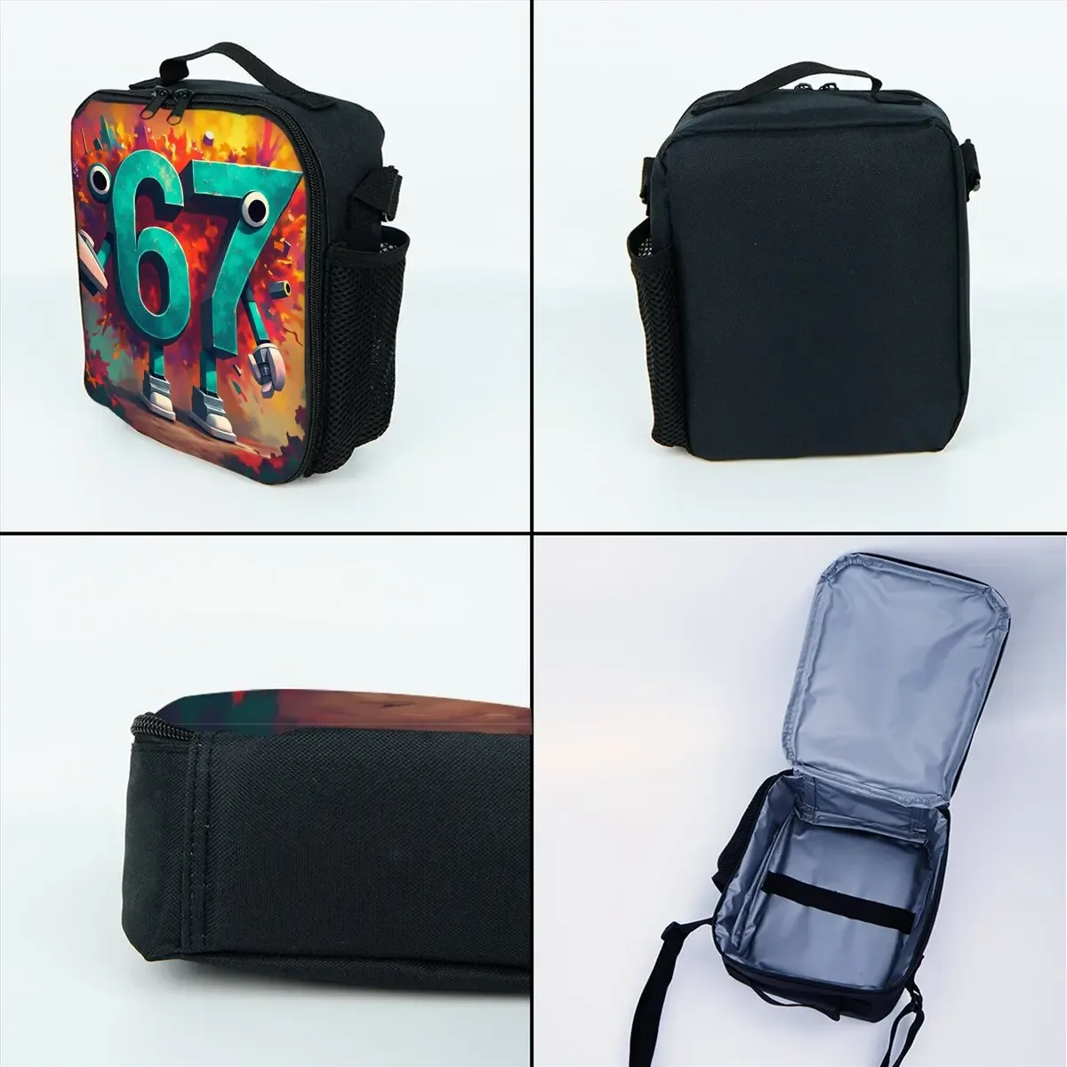 ensemble de sacs à roulettes noirs numéro 67 colorés, avec boîte à déjeuner, sac à stylos avec roulettes, sac à dos de chariot d'école pour filles/garçons