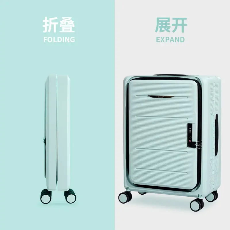 valise pliable avec ouverture avant, bagage à main de 20 pouces, valise de voyage de grande capacité de 24/26 pouces, boîtier de chariot à ouverture latérale