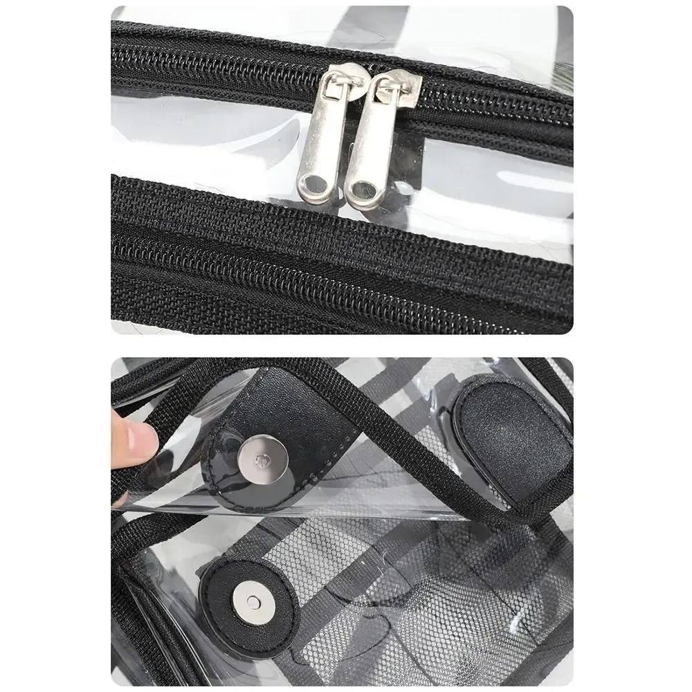 sac à dos transparent décontracté de grande capacité avec fermeture éclair, portable, en pvc, imperméable, visible, pour le sport en plein air et les voyages.