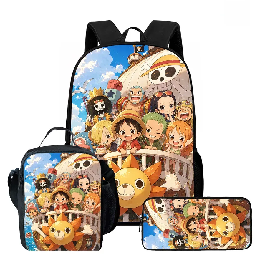 ensemble de sac à dos scolaire 3 pièces 15 pouces avec sac à lunch et trousse à crayons, durable, léger, unisexe, pour garçons et filles de 6 à 10 ans