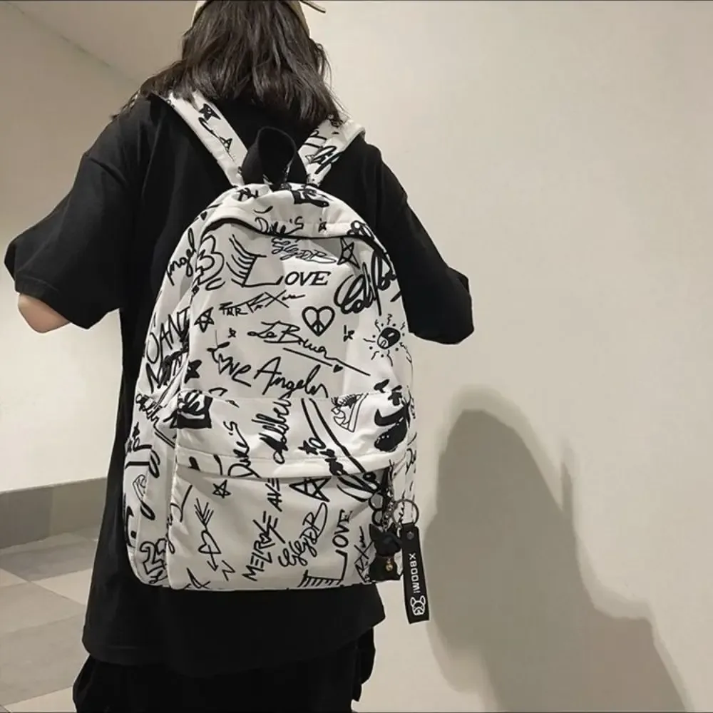 nouveau sac à dos grande capacité tendance graffiti style coréen ultra-léger pour l'école