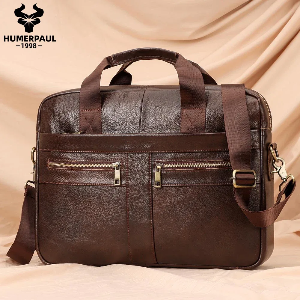 porte-documents en cuir véritable pour hommes, sac d'affaires de bonne qualité, sacoches à bandoulière, sac à main de bureau pour ordinateur portable de 14 pouces, sac de voyage