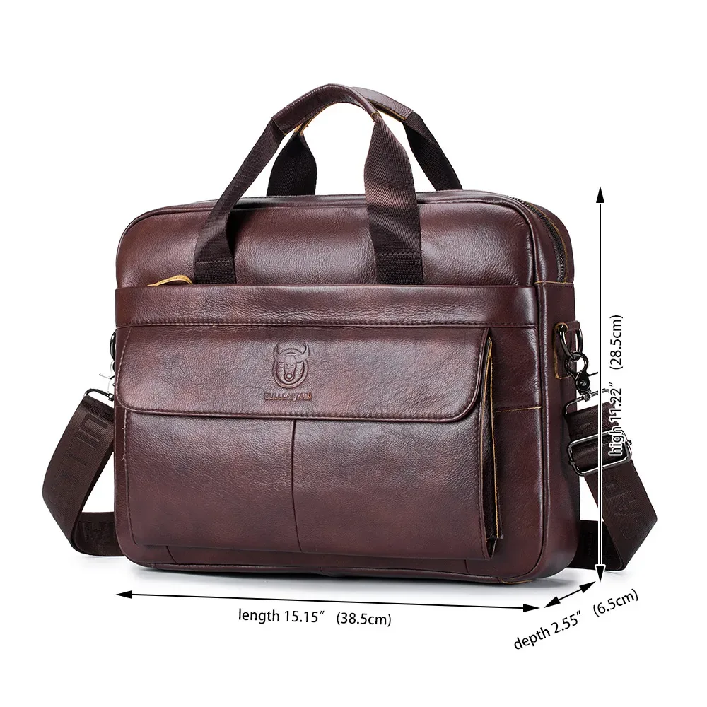 bullcaptain sac pour hommes en cuir véritable porte-documents pour ordinateur portable 14 messager sac en cuir pour hommes portefeuille d'affaires pour document a4
