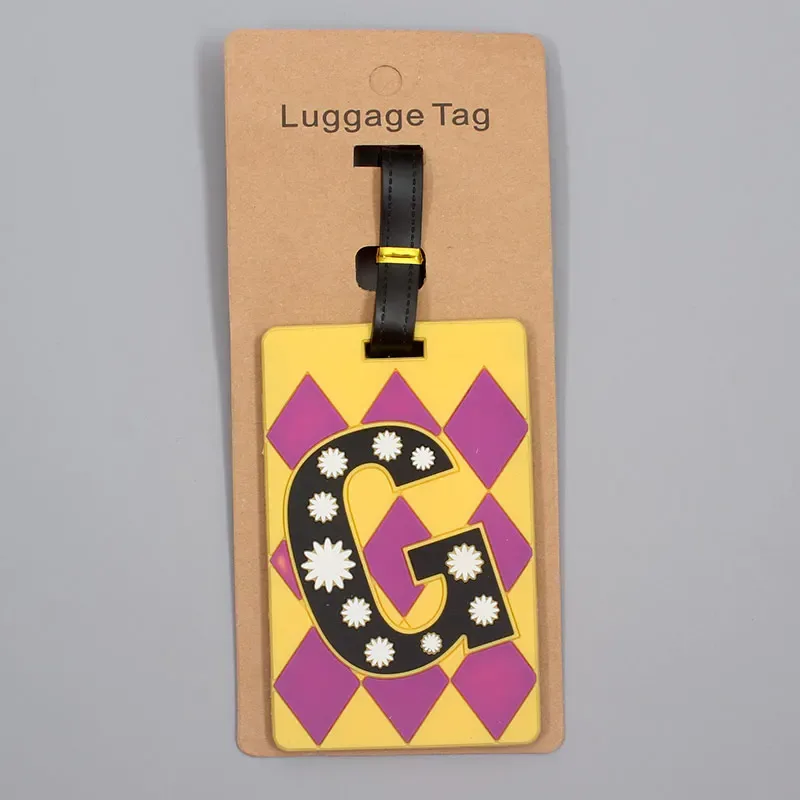 étiquette d'accessoires de voyage pour bagages, 26 lettres mignonnes, en gel de silice, support d'identification pour valise, étiquette d'embarquement pour bagages, portable, nouveauté