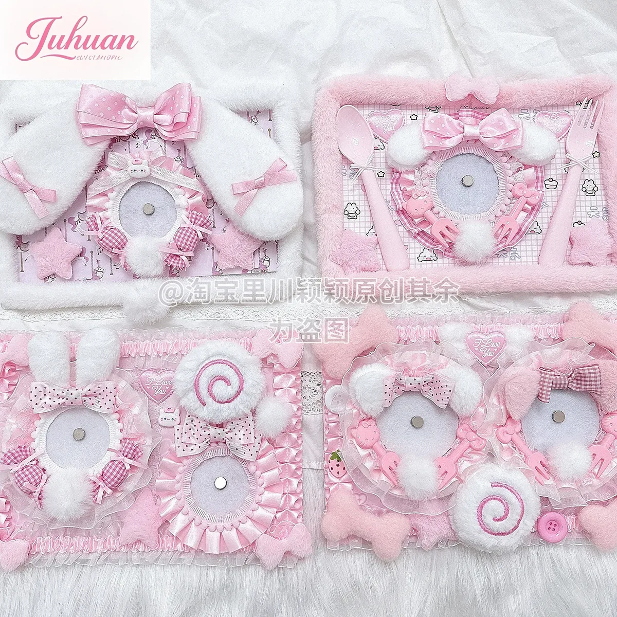 planche ita diy rose finie, style peluche mignon, organisateur de badges pour sac ita, accessoires itabag